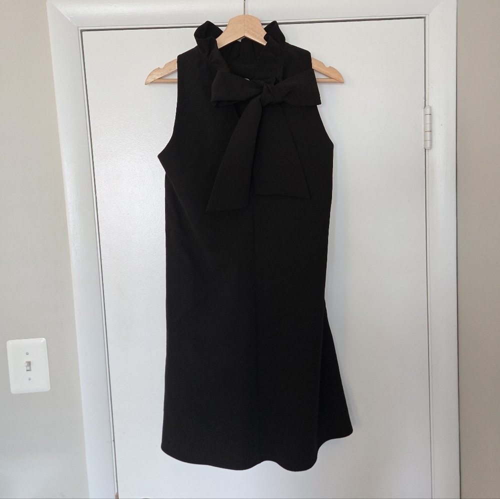 Tuckernuck Black Ruffle Neck Tie Sleeveless Dress Blythe Size Medium - Picture 4 of 6